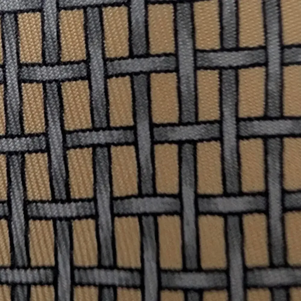 Vintage Hermès 100% Silk Men's Yellow Tie With Grey Basketweave Designs